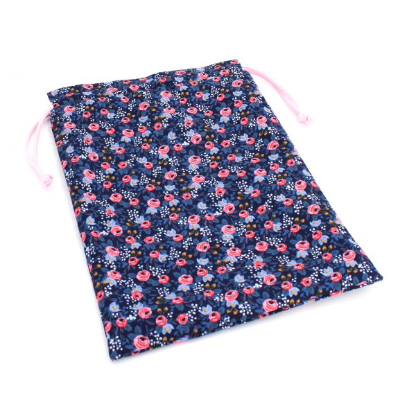 Projektbeutel / Handarbeitsbeutel mit Kordel Röschen